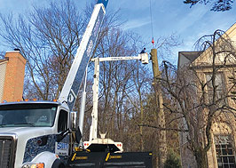 A crane is in the back of a truck.